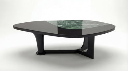 MARMO Dining Table close-up showing Indian Green marble inlay detail by NOAH Furniture