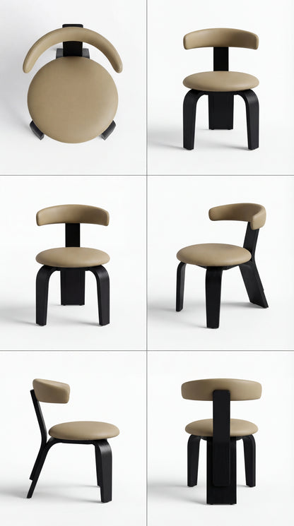 Collage of a chair in various poses on a white background