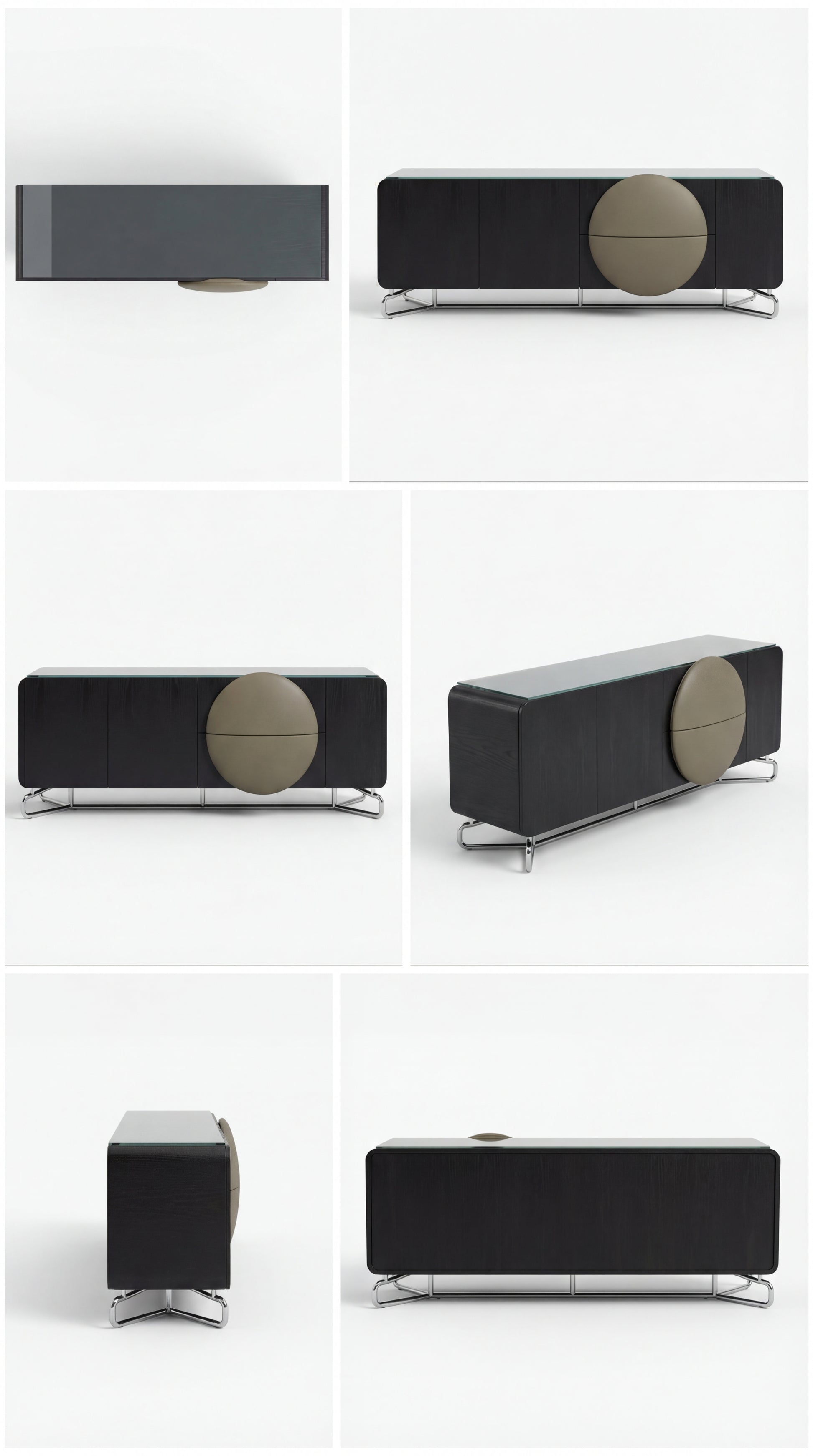 Collage of a modern sideboard on a white background