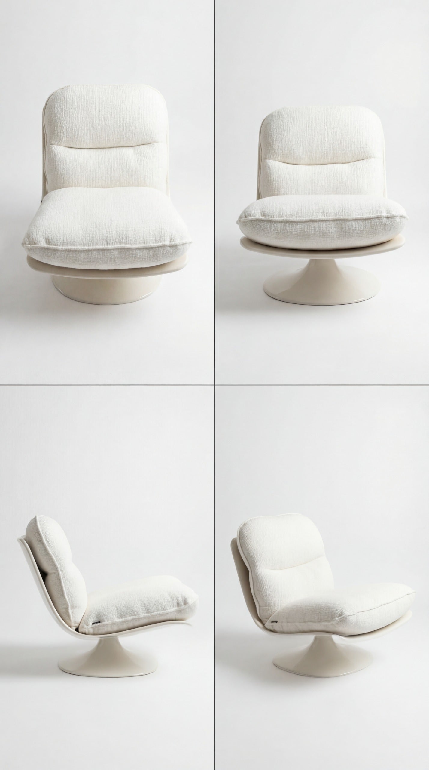 White chair with a textured surface on a white background