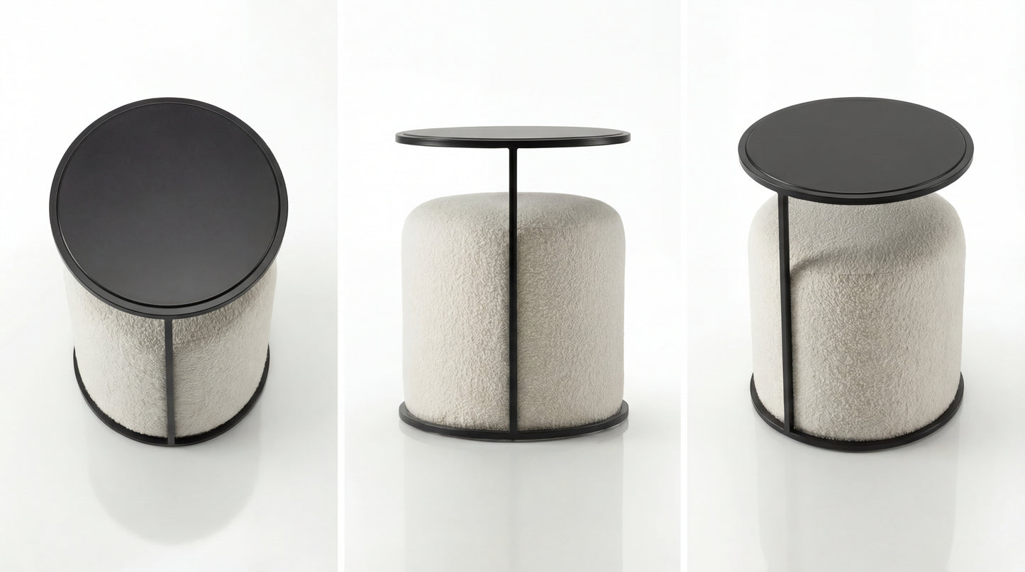 NOAH Furniture - NEST Side Table + Pouf - angle view