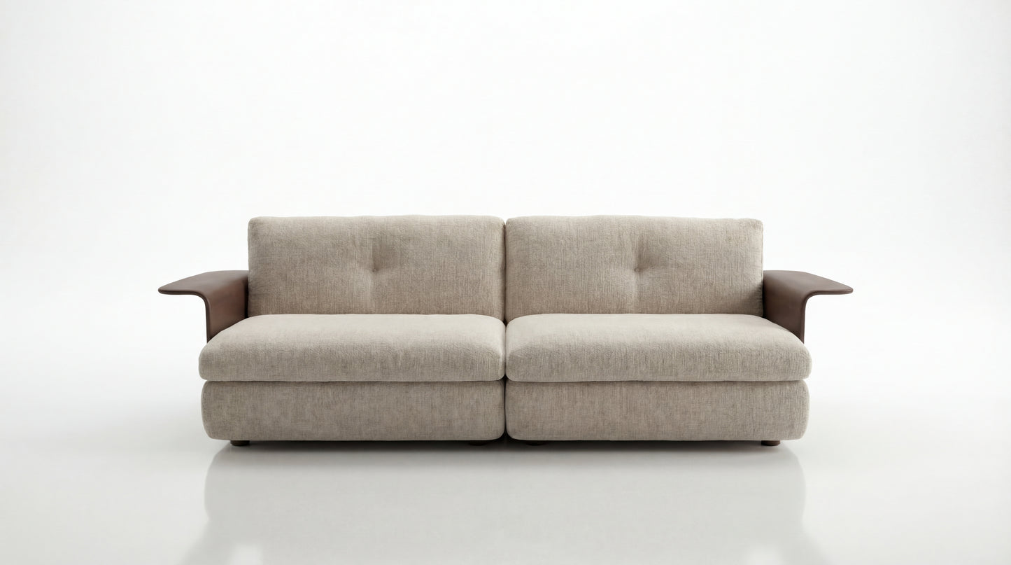 Beige sofa on a white background